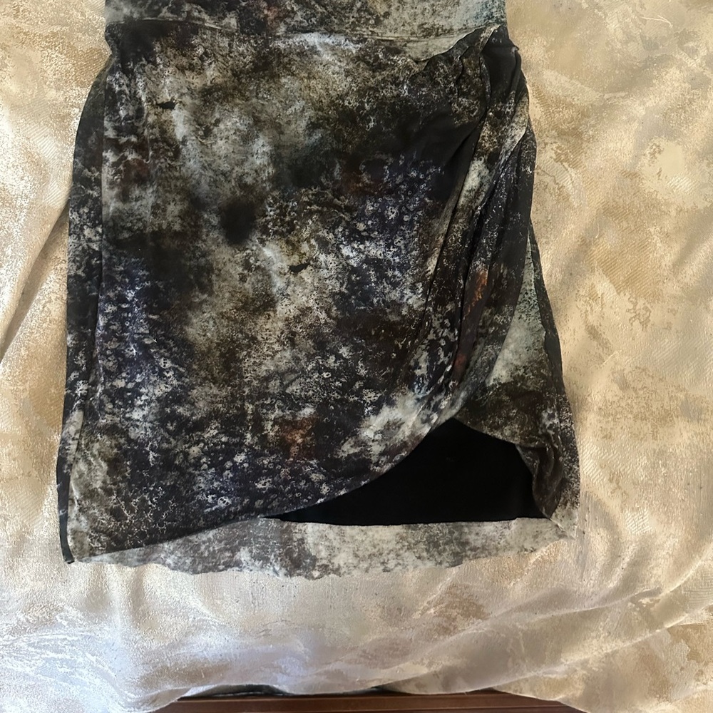 Helmut Lang Artistic Black and Gray Mini Skirt